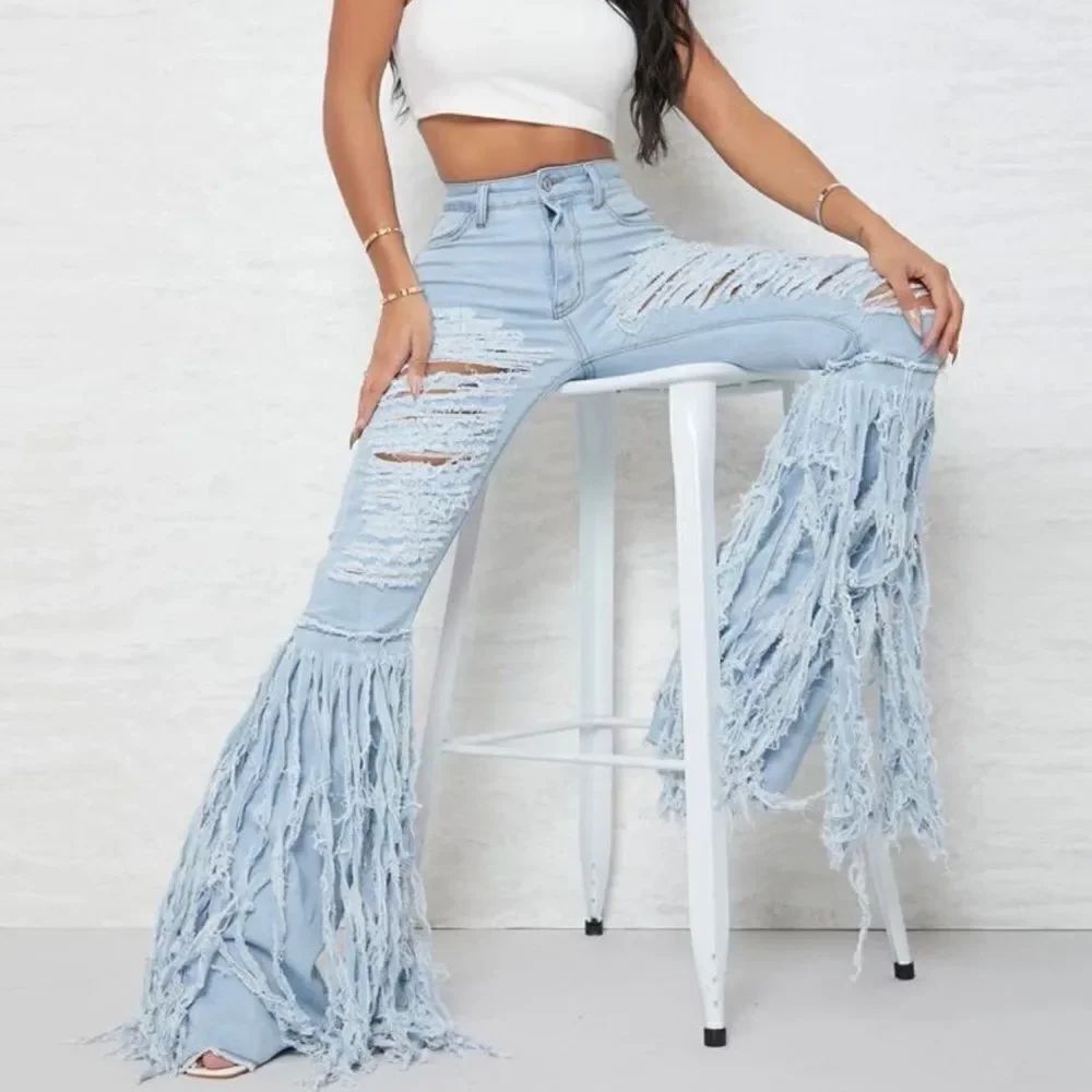 Distressed Flare Leg Jeans
